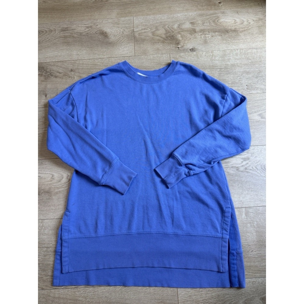 Womens Green Tea Tunic Sweatshirt Split Sides Blue Size M